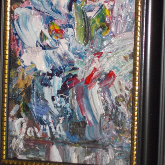 Original Blue Harmony Floral oil painting, 4"x6" - Picture 3 of 5